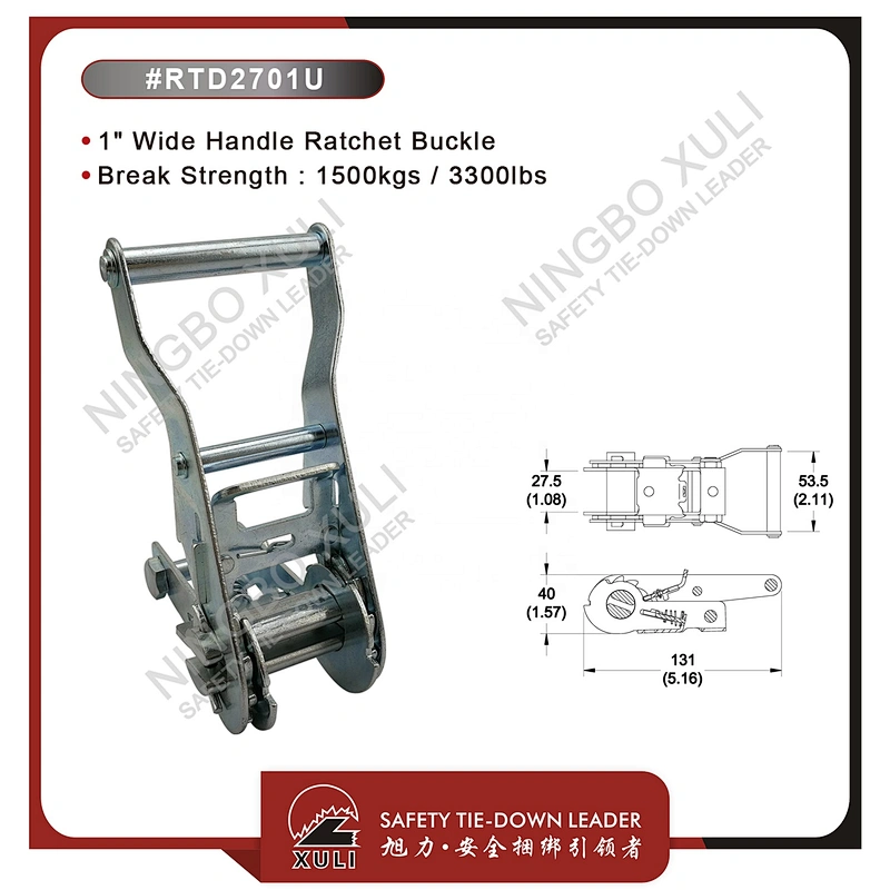 25mmx1500kgs Ratchet Buckle Wide Handle for Cargo Lashing RTD2701U