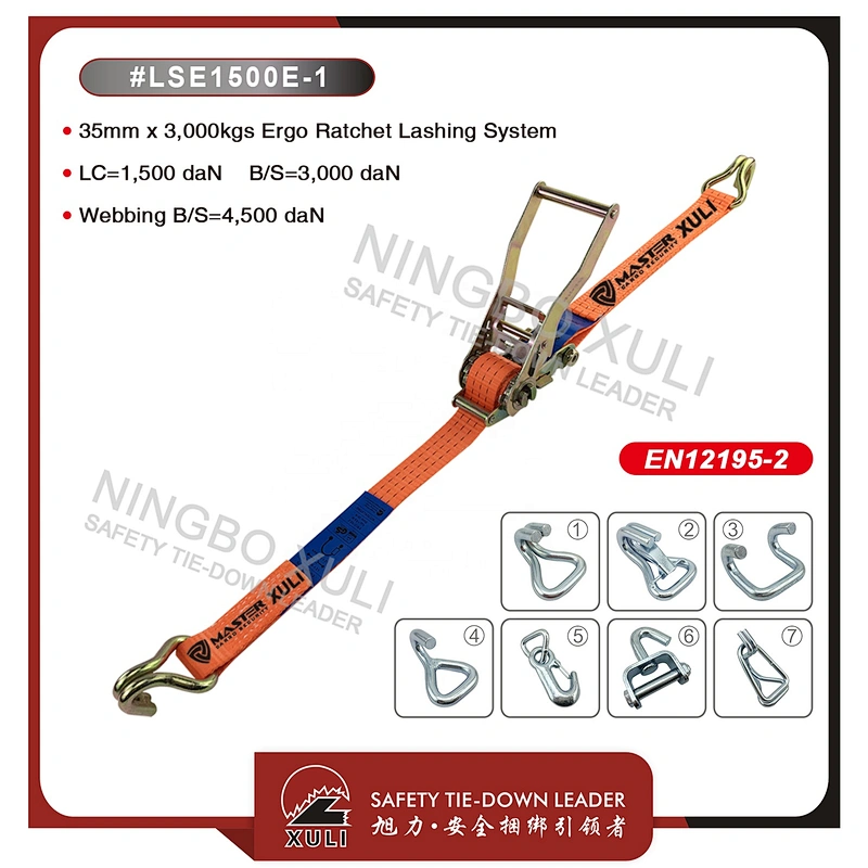 35mm x 3,000kgs reverse ergonomic ratchet lashing strap