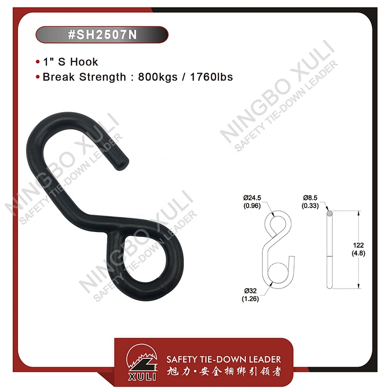 25mmx800kgs S Hook for Cargo Lashing