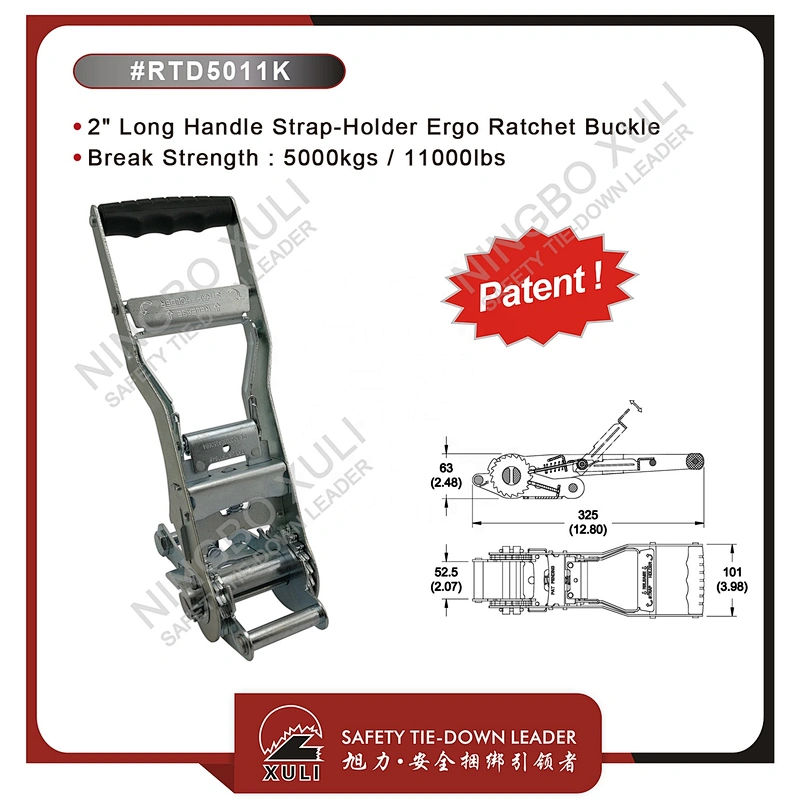 50mmx5000kgs Patent Strap-Holder Ergo Ratchet Buckle Long Handle for Cargo Lashing RTD5011K