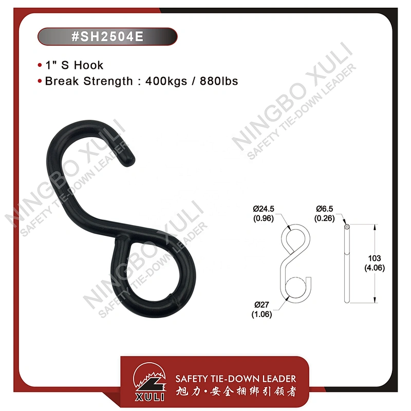 25mmx400kgs S Hook for Cargo Lashing