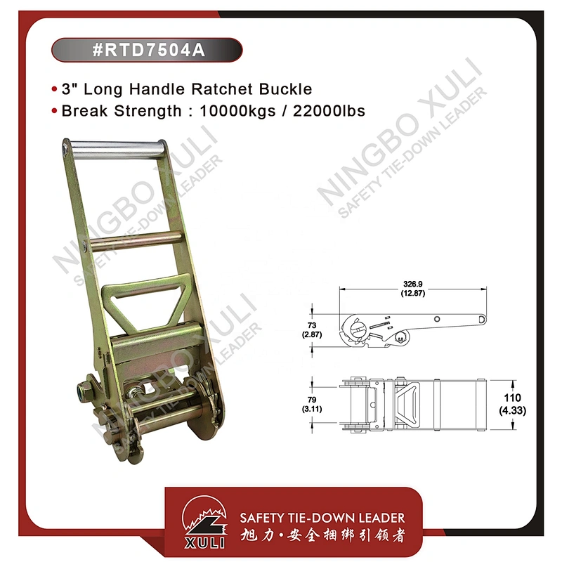 75mmx10000kgs Ratchet Buckle Long Handle for Cargo Lashing