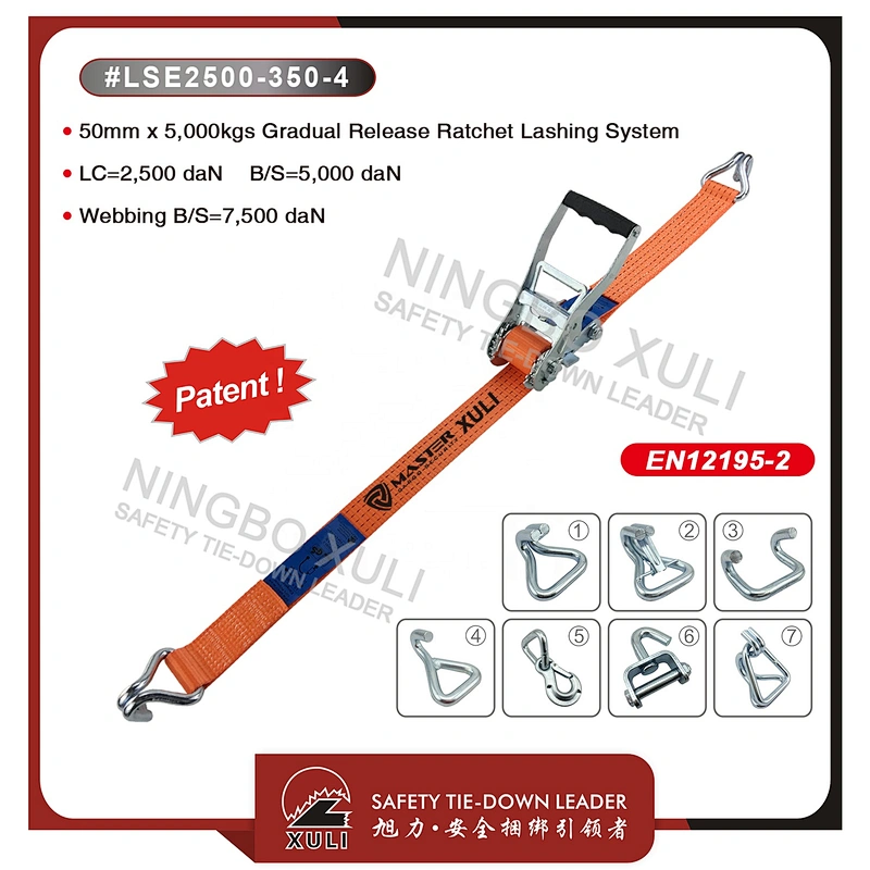 50mm x 5,000kgs step Release tensioner Ratchet Lashing strap