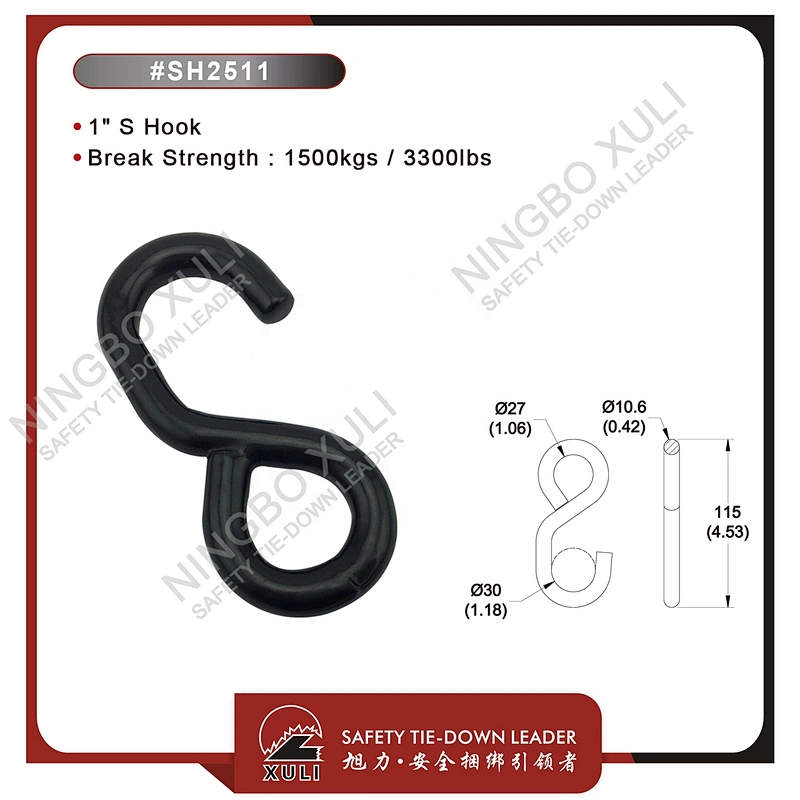 25mmx1500kgs S Hook for Cargo Lashing