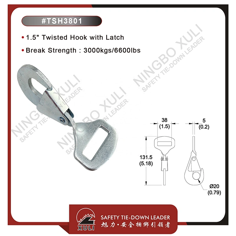 35mmx3000kgs Twisted Hook with Latch for Cargo Lashing
