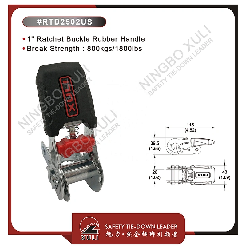 25mmx800kgs Ratchet Buckle Rubber Handle for Cargo Lashing