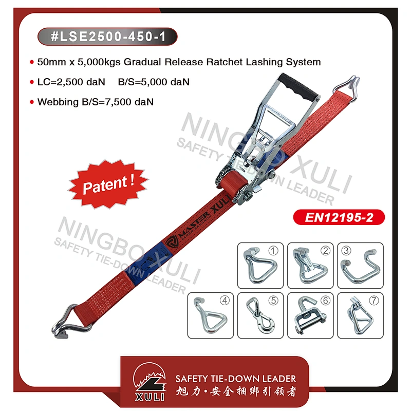50mm x 5,000kgs Gradual Release Ratchet strap