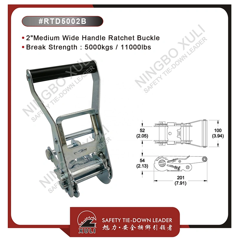50mmx5000kgs Ratchet Buckle Medium Wide Handle for Cargo Lashing