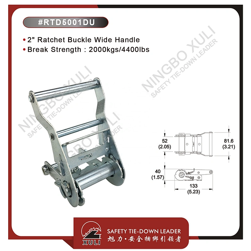 50mmx2000kgs Ratchet Buckle Wide Handle for Cargo Lashing