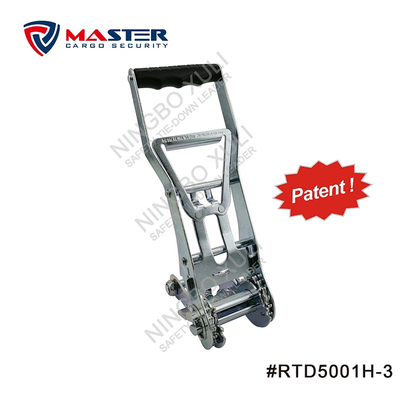 50mmx5000kgs Patent Gradual Release Ratchet Buckle Extra Long Handle for Cargo Lashing RTD5001H-3