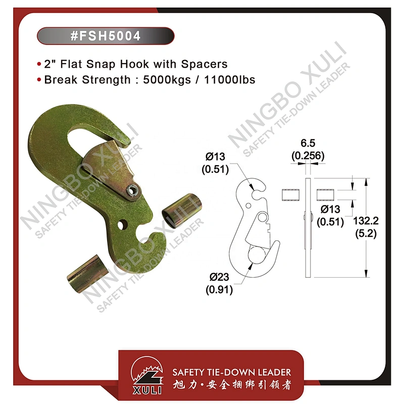 50mmx5000kgs Flat Snap Hook with Spacers for Cargo Lashing
