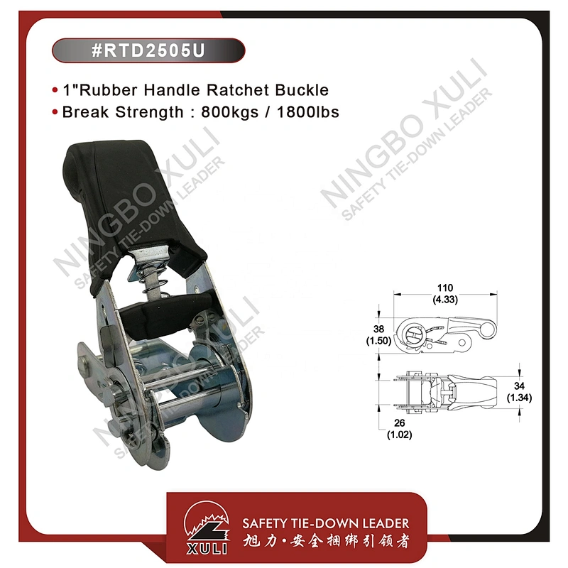 25mmx800kgs Ratchet Buckle Soft Rubber Handle for Cargo Lashing
