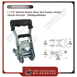 35mmx3000kgs Ratchet Buckle Wide Soft Rubber Handle for Cargo Lashing