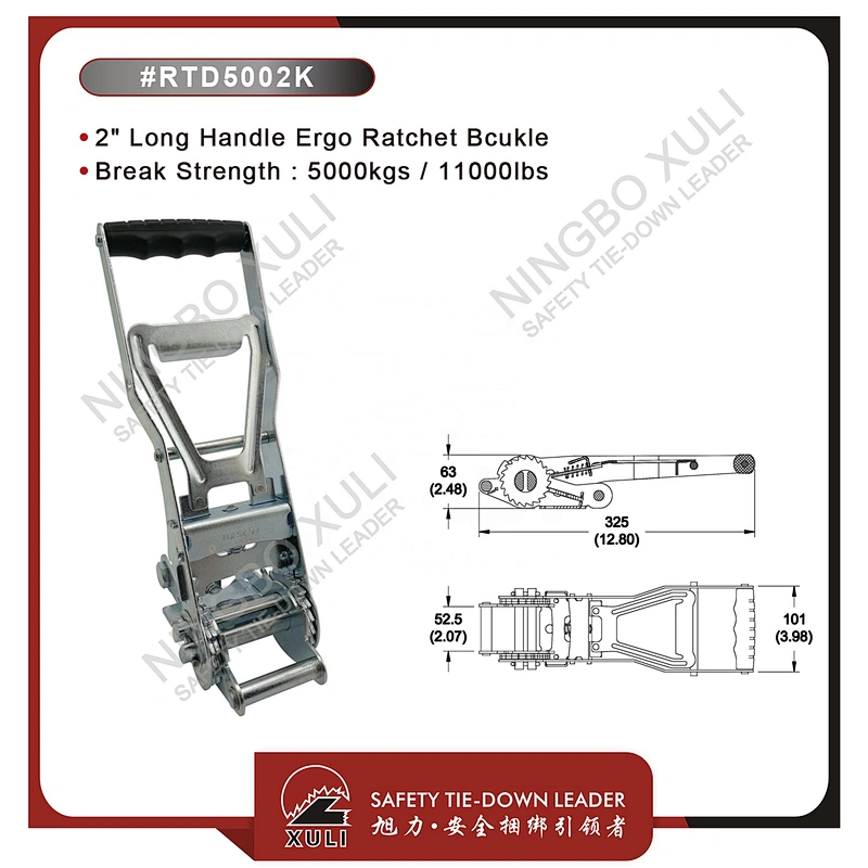 50mmx5000kgs Ergo Ratchet Buckle Long Handle for Cargo Lashing