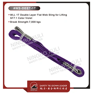 WLL 1T Double Layer Flat Web Sling for Lifting SF7:1 Color Violet