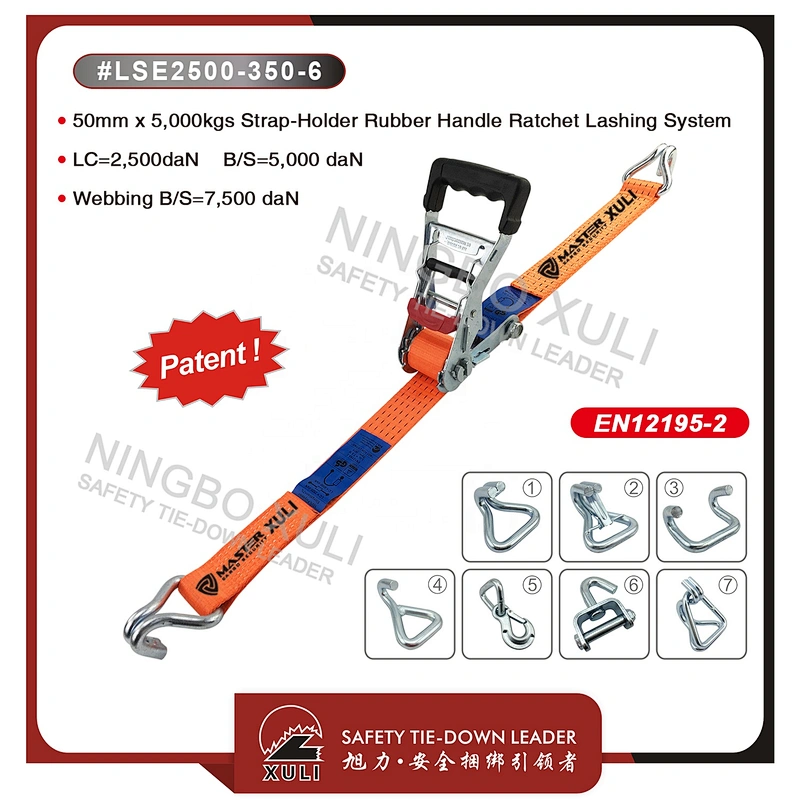 50mm x 5,000kgs Strap-Holder Rubber Handle Ratchet Lashing load restraint straps