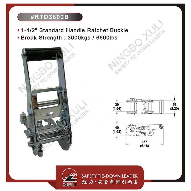 35mmx3000kgs Ratchet Buckle Standard Handle for Cargo Lashing RTD3802B
