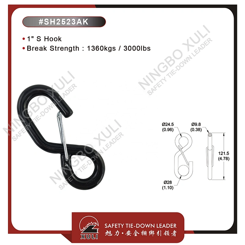 25mmx1360kgs S Hook with Keeper for Cargo Lashing