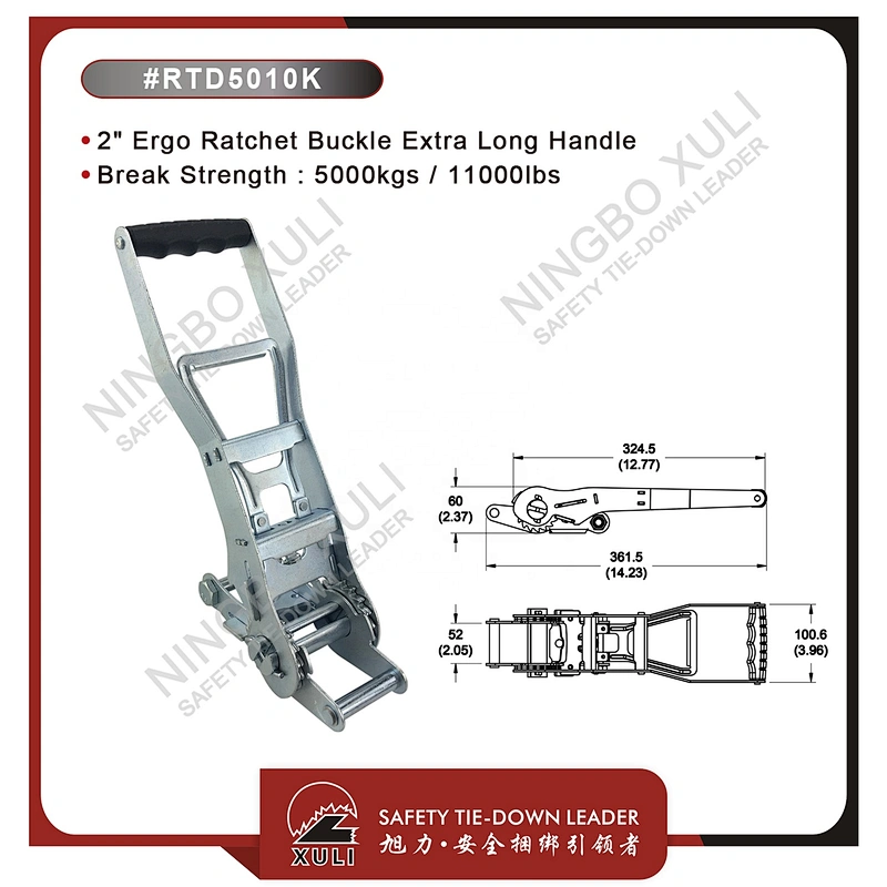 50mmx5000kgs Ergo Ratchet Buckle Extra Long Handle for Cargo Lashing