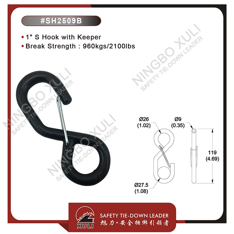 25mmx960kgs S Hook with Keeper for Cargo Lashing