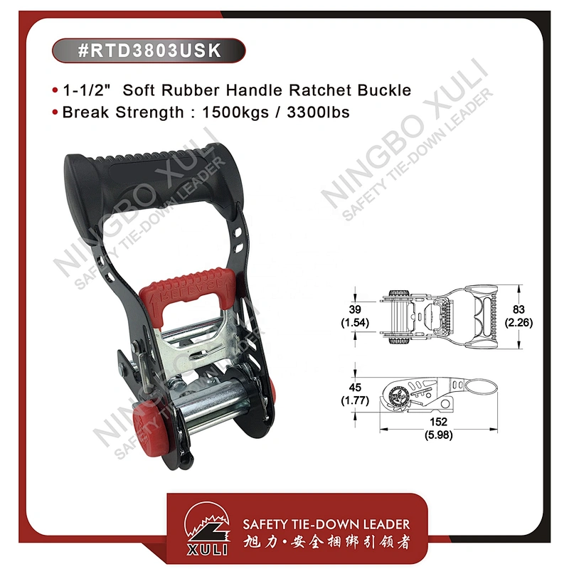 35mmx1500kgs Ratchet Buckle Soft Rubber Handle for Cargo Lashing
