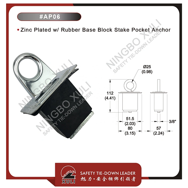 Zinc Plated w/ Rubber Base Block Stake Pocket Anchor