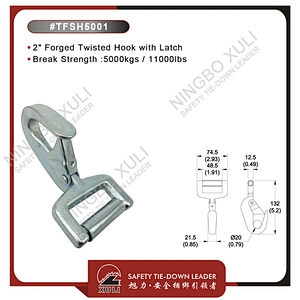 50mmx5000kgs Forged Twisted Hook with Latch for Cargo Lashing