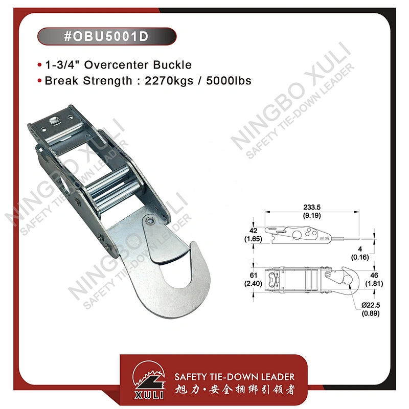 45mmx2270kgs Overcenter Buckle with Snap Hook for Cargo Lashing