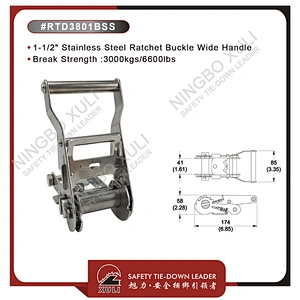 35mmx2500kgs Stainless Steel Ratchet Buckle Wide Handle for Cargo Lashing