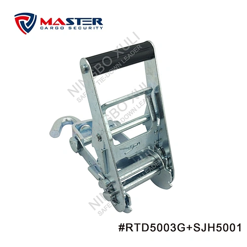 50mmx5000kgs Ratchet Buckle Short Handle with Swivel J Hook for Cargo Lashing