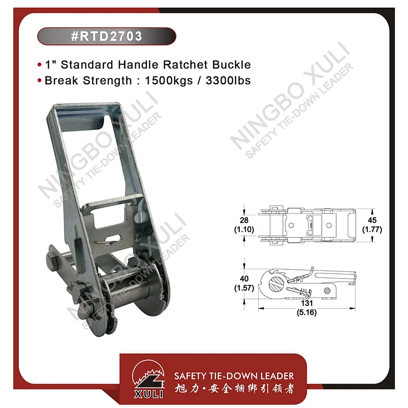 25mmx1500kgs Ratchet Buckle Standard Handle for Cargo Lashing RTD2703
