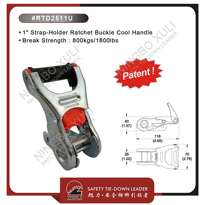 25mmx800kgs Patent Strap-Holder Ratchet Buckle Cool Handle for Cargo Lashing RTD2511U