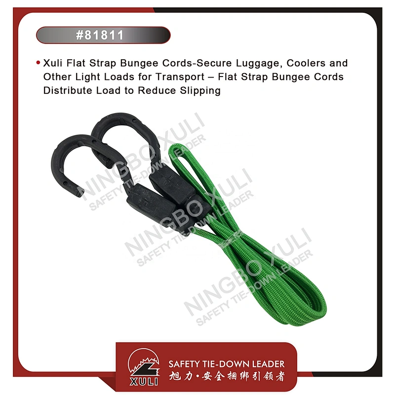 Xuli Flat Strap Bungee Cords-Secure Luggage, Coolers and Other Light Loads for Transport - Flat Strap Bungee Cords Distribute L