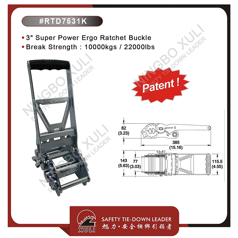 75mmx10000kgs Patent Super Power Ergo Ratchet Buckle for Cargo Lashing RTD7531K