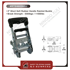 50mmx5000kgs Ratchet Buckle Short Soft Rubber Handle for Cargo Lashing