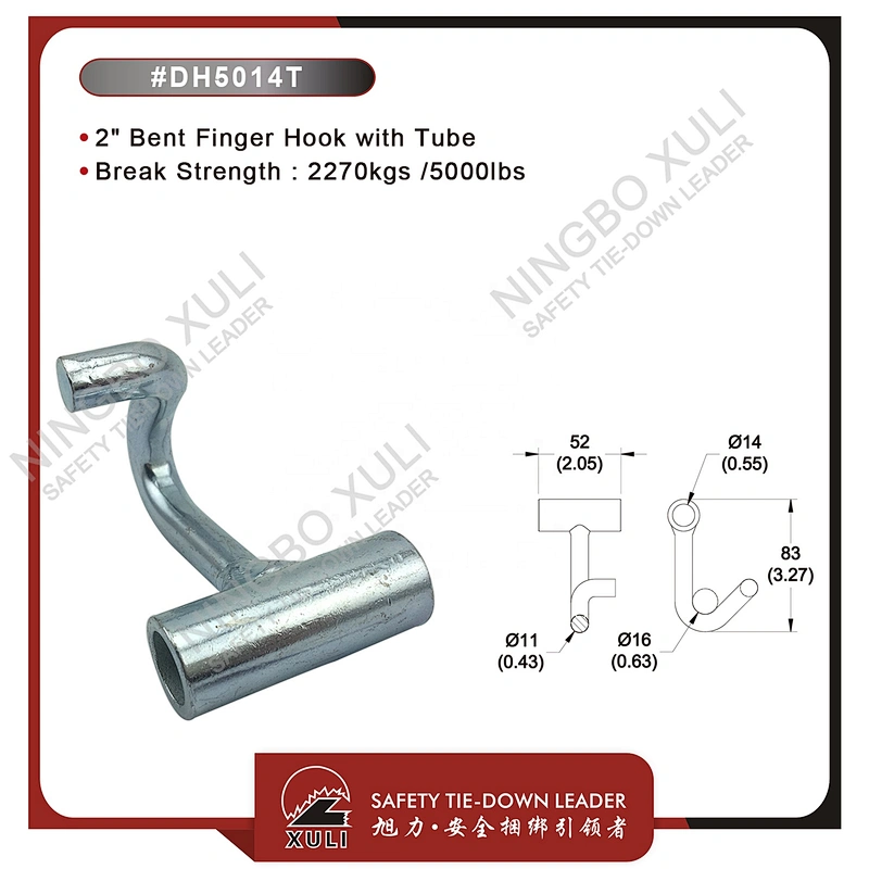 50mmx2270kgs Bent Finger Hook with Tube for Cargo Lashing