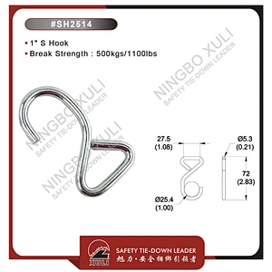 25mmx500kgs S Hook for Cargo Lashing