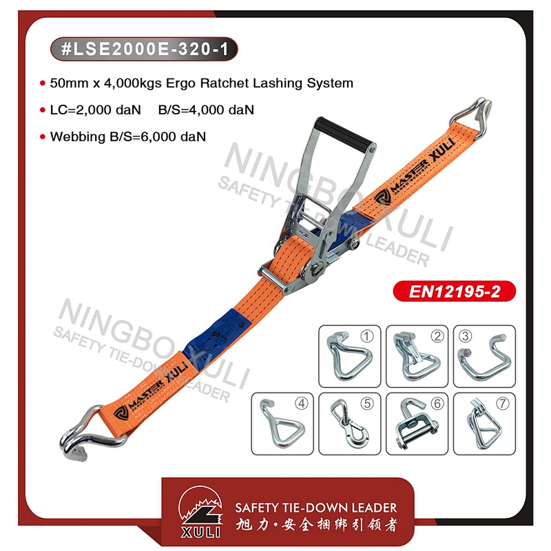 50mm x 4,000kgs reverse ergonomic ratchet lashing strap