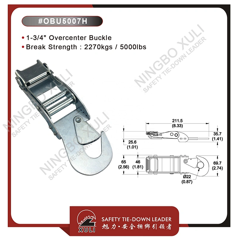 45mmx2270kgs Overcenter Buckle with Snap Hook for Cargo Lashing