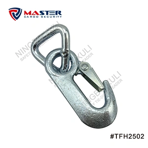25mmx2500kgs Forged Hook with D Ring & Safety Latch for Cargo Lashing