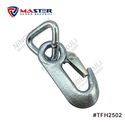 25mmx2500kgs Forged Hook with D Ring & Safety Latch for Cargo Lashing