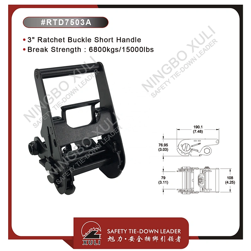 75mmx6800kgs Ratchet Buckle Short Handle for Cargo Lashing