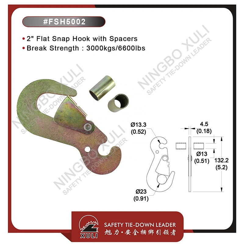 50mmx3000kgs Flat Snap Hook with Spacers for Cargo Lashing