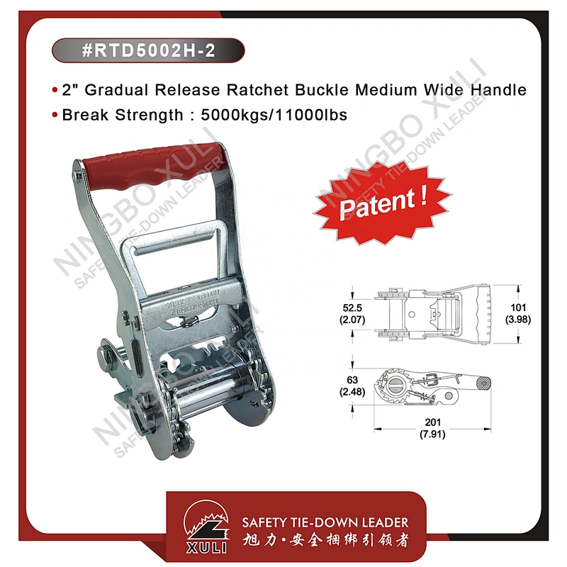 50mmx5000kgs Patent Gradual Release Ratchet Buckle Medium Wide Handle for Cargo Lashing RTD5002H-2