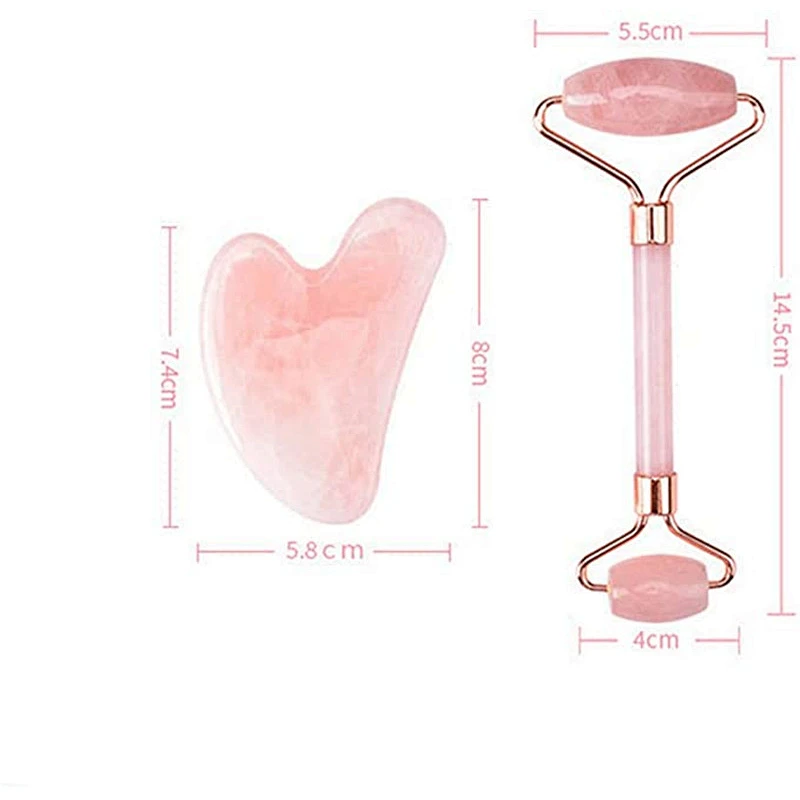 Natural rose quartz jade roller Massage Tools face massage tools double head jade roller