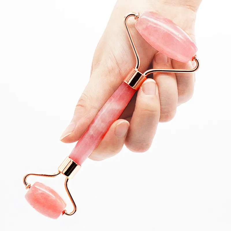 Natural rose quartz jade roller Massage Tools face massage tools double head jade roller