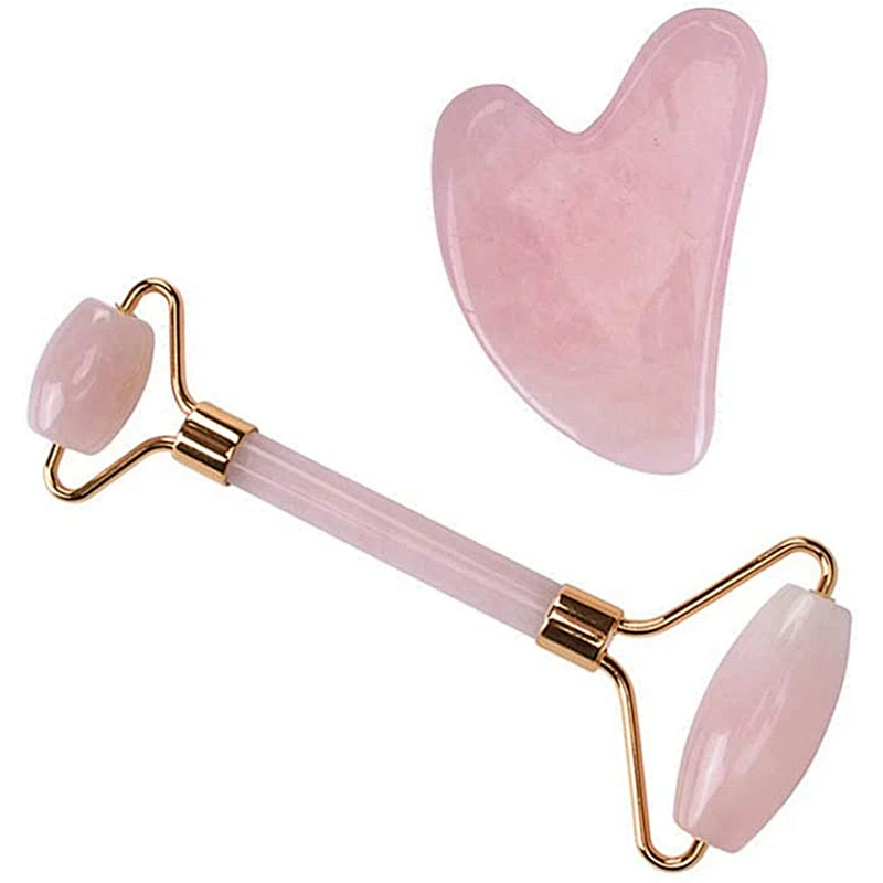 Natural rose quartz jade roller Massage Tools face massage tools double head jade roller