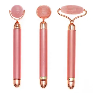 OEM Heating Beauty Bar Light Germanium Amethyst Vibrating Facial Massager Gold Heat Electric Jade Vibrating Face Roller