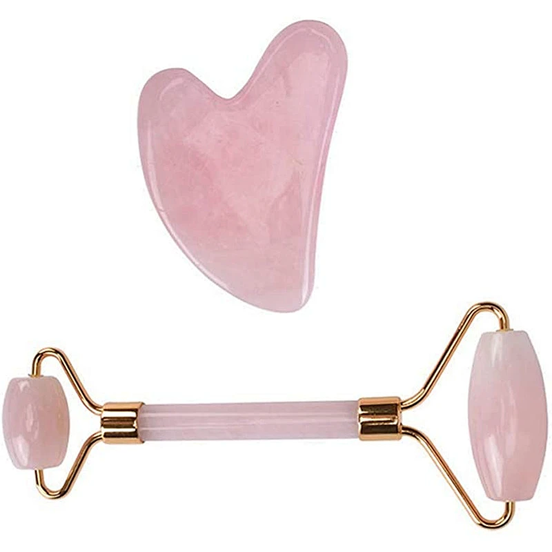 Natural rose quartz jade roller Massage Tools face massage tools double head jade roller