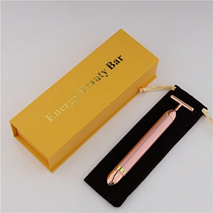 Gold Energy Equipment Vibrating Face Massager Rose Gold T Shape Electric Beauty Bar